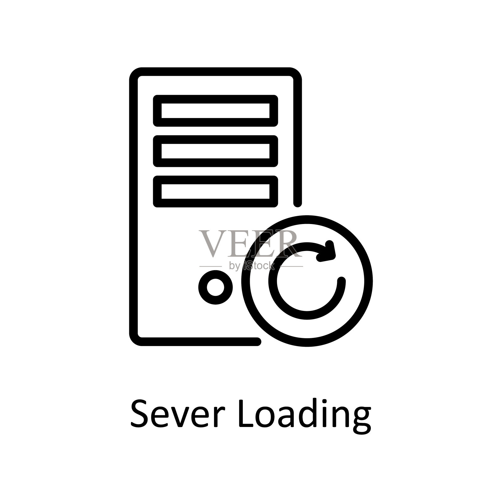 服务器加载轮廓图标设计说明。Web托管和云服务符号在白色背景EPS 10文件插画图片素材