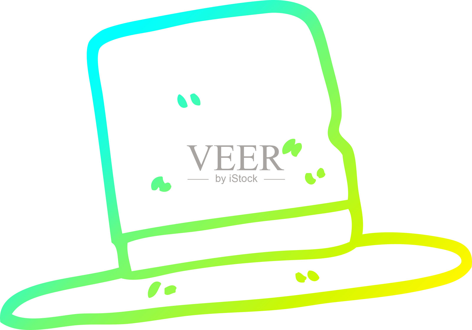 冷梯度线绘制的卡通礼帽插画图片素材