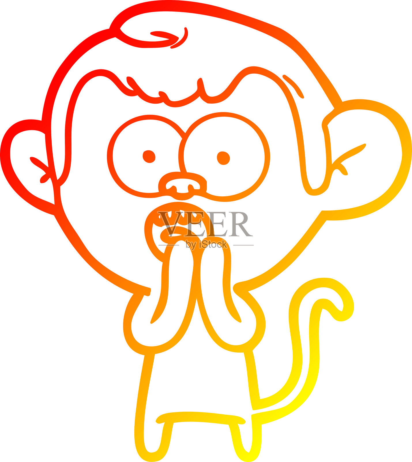 温暖的梯度线绘制的卡通震惊猴子设计元素图片