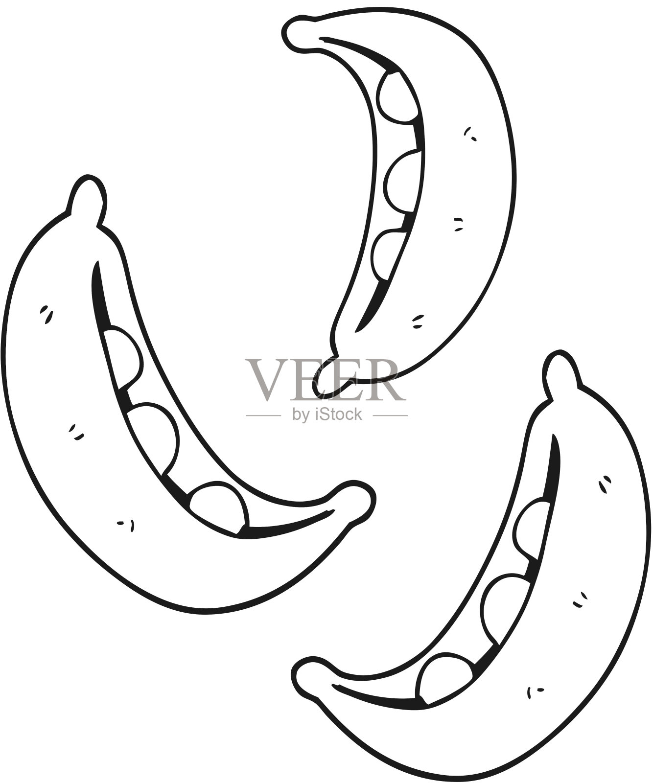 手绘黑白卡通豌豆设计元素图片