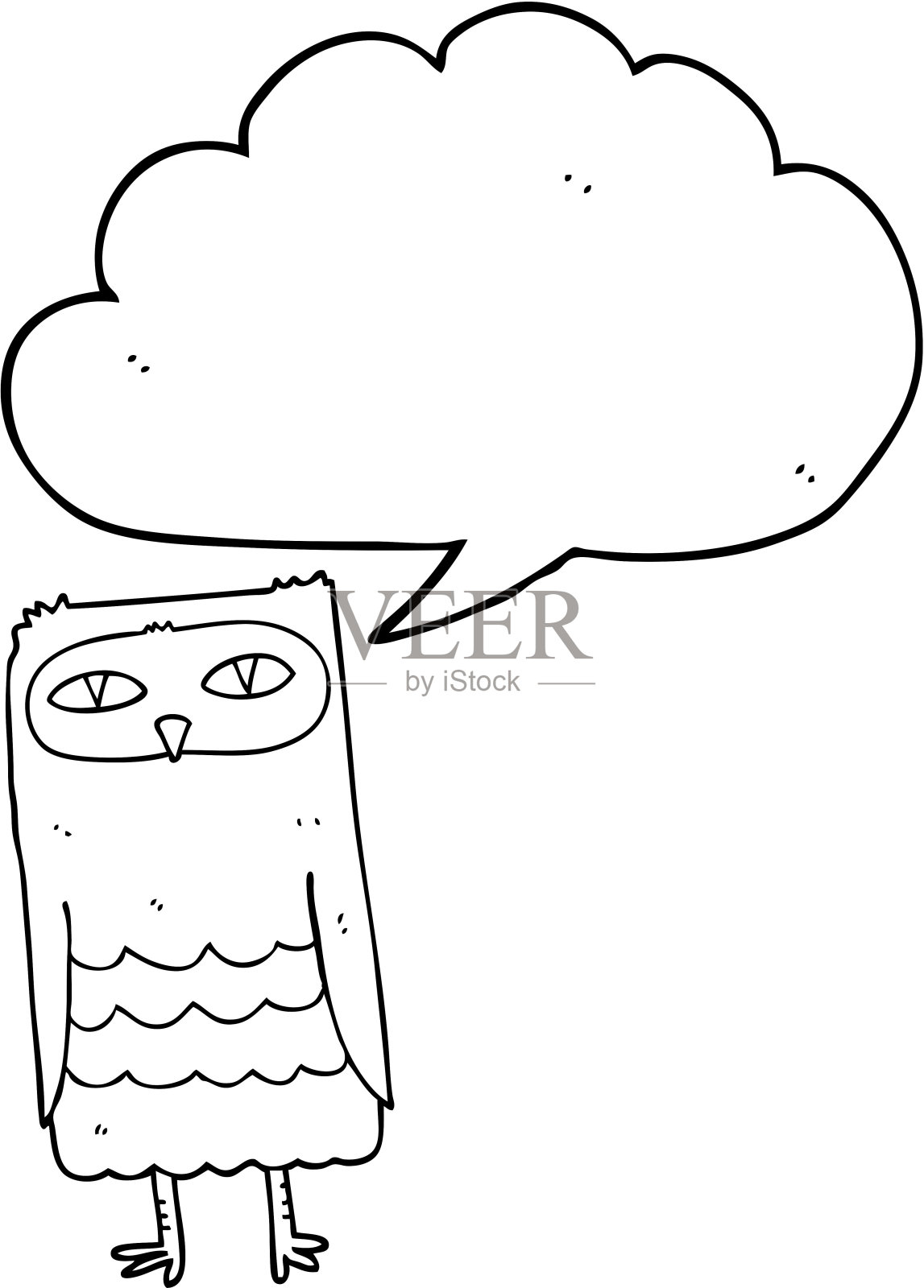 手绘语音泡泡卡通猫头鹰插画图片素材