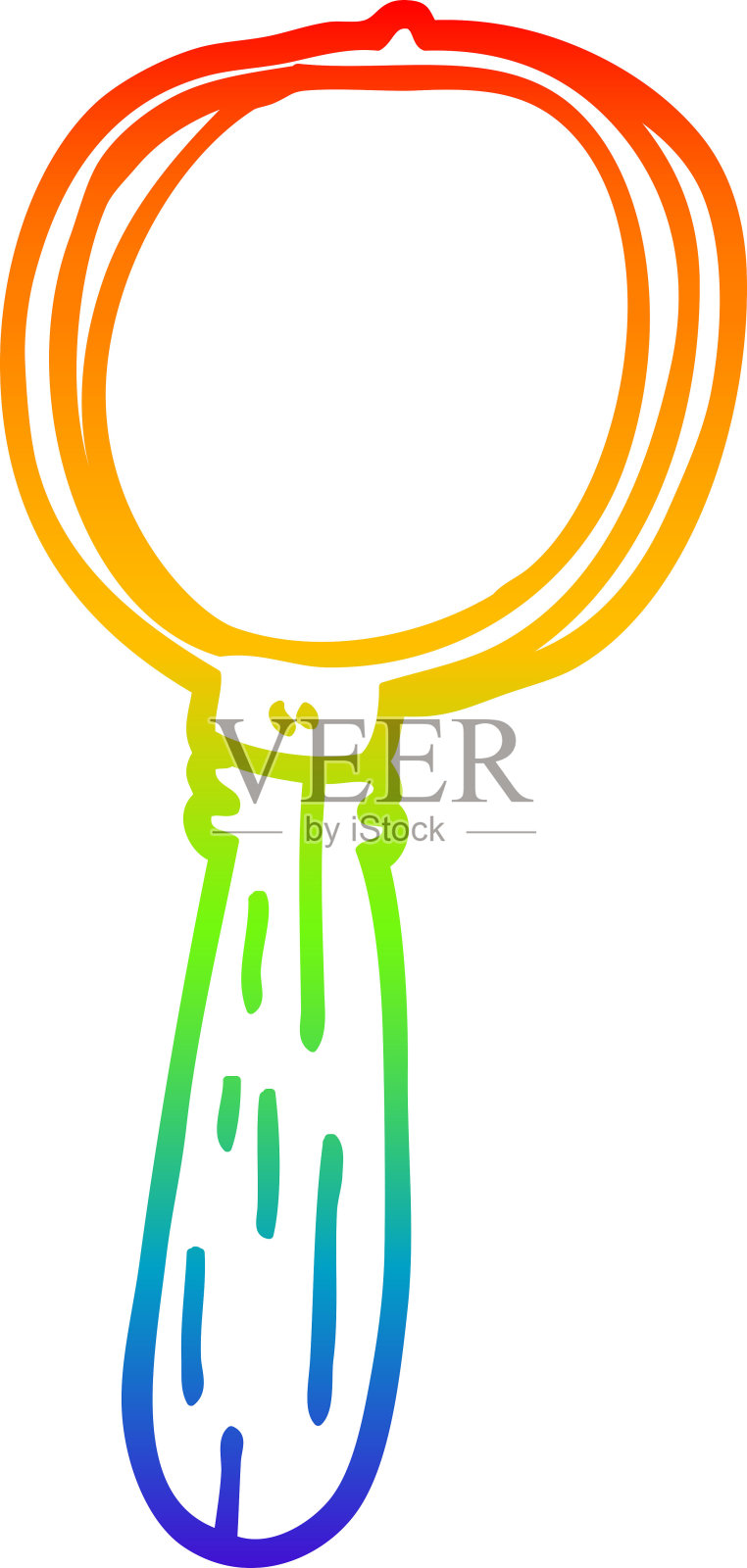 彩虹渐变线绘制的卡通放大镜插画图片素材