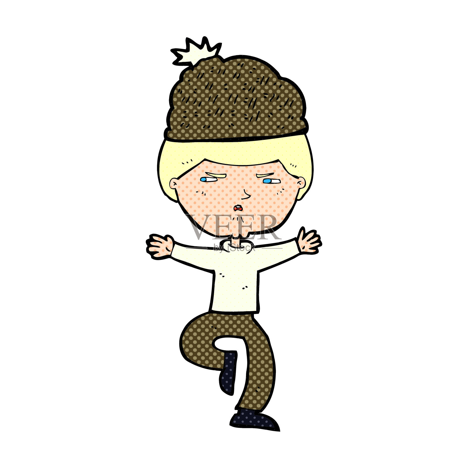 戴冬季帽的卡通男人插画图片素材