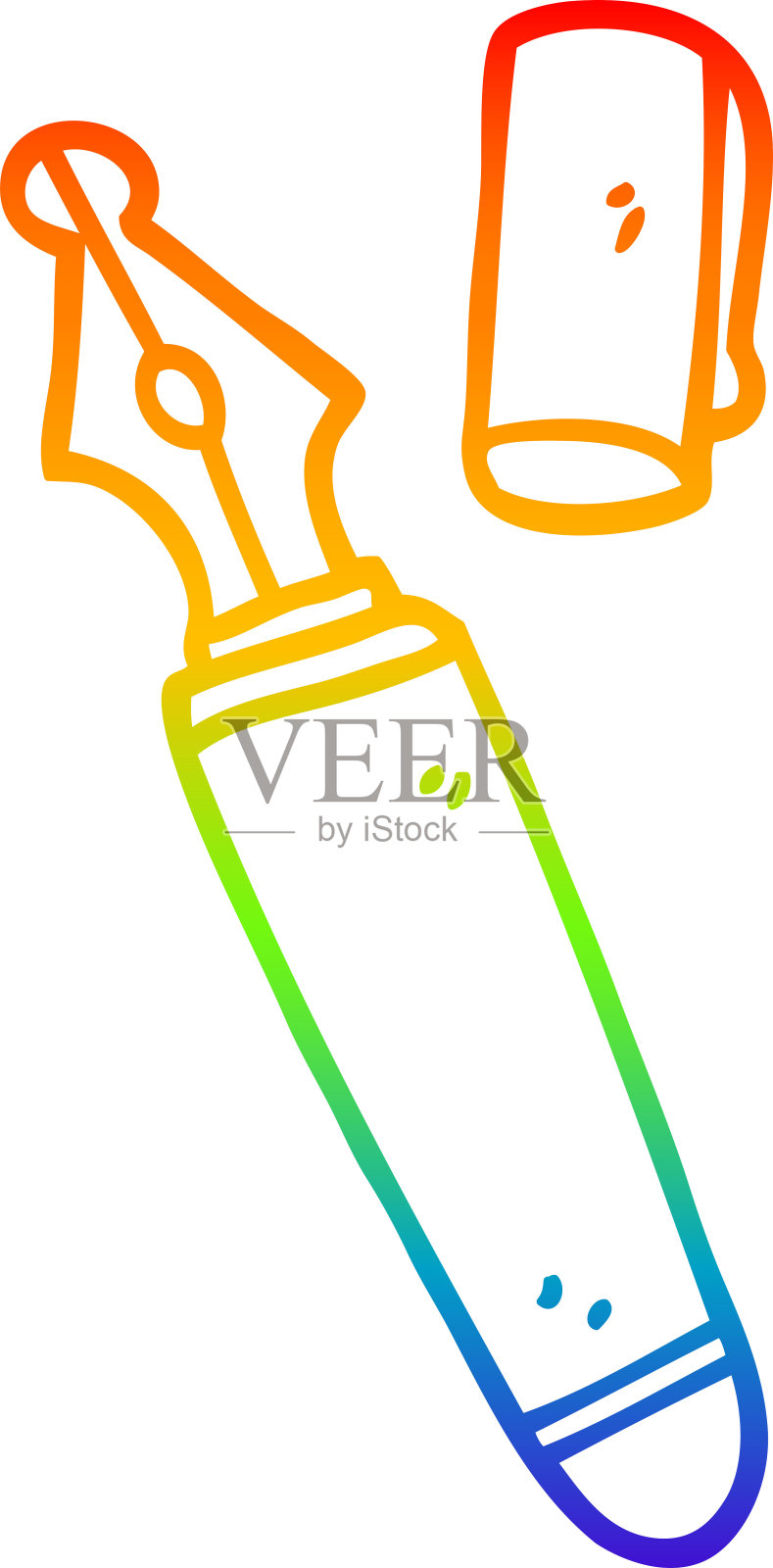 彩虹渐变线条绘制的卡通钢笔插画图片素材