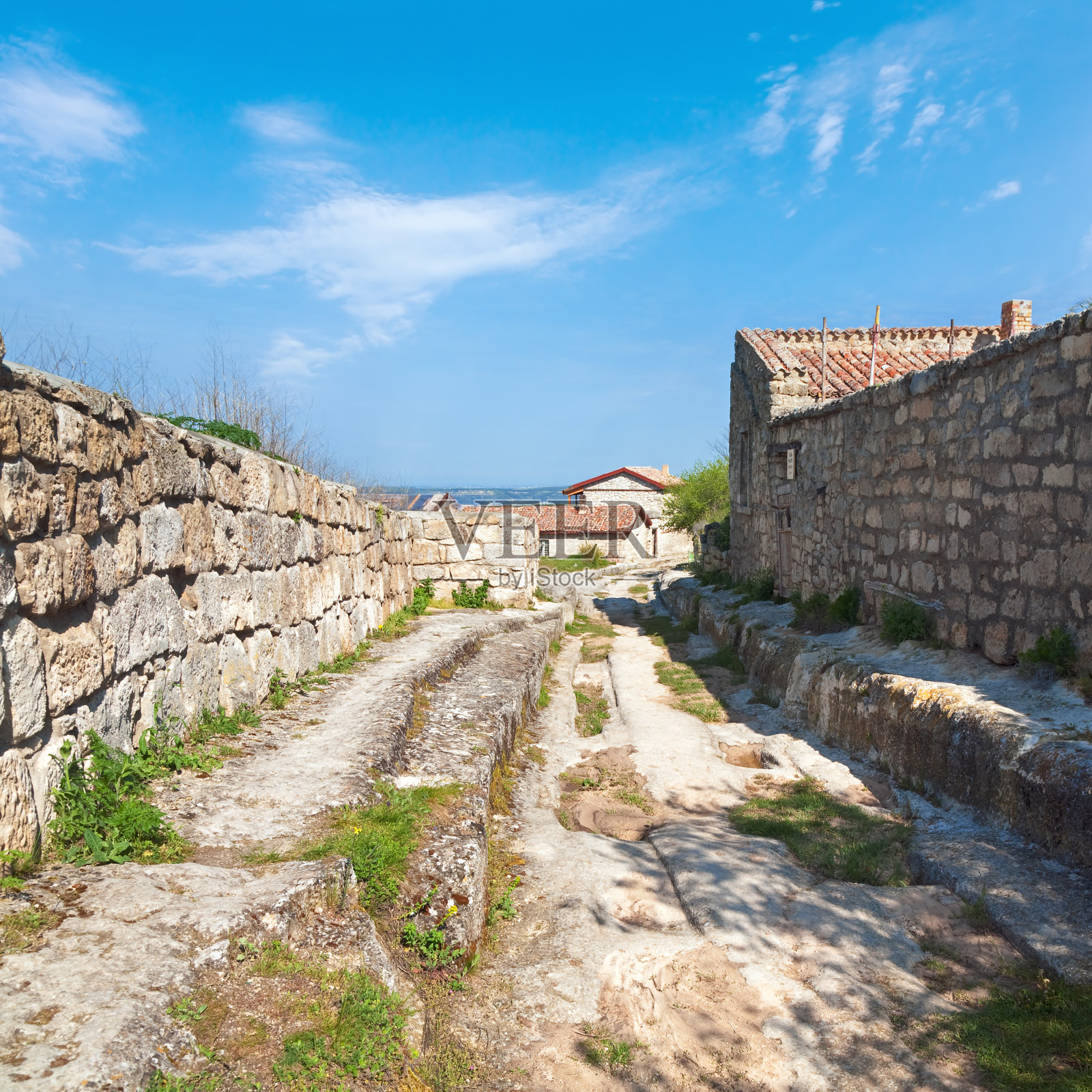 Chufut Kale古代洞穴定居点(乌克兰克里米亚)。照片摄影图片