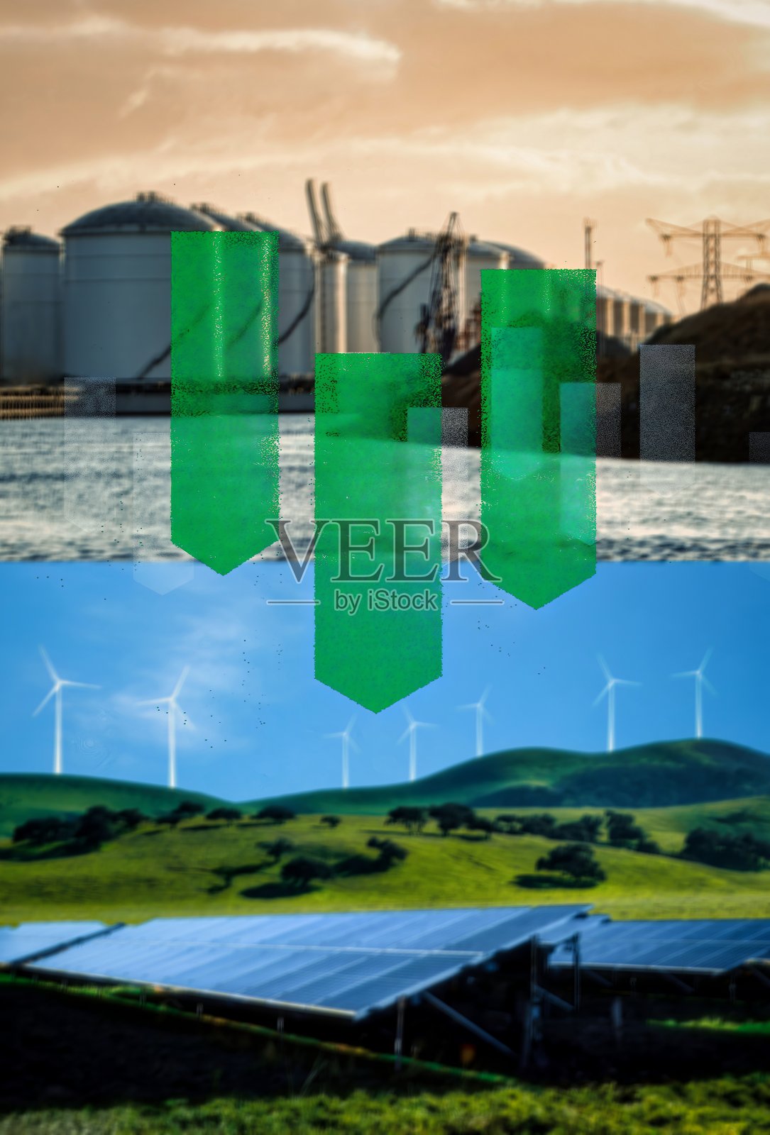 绿色能源向化石燃料转型照片摄影图片