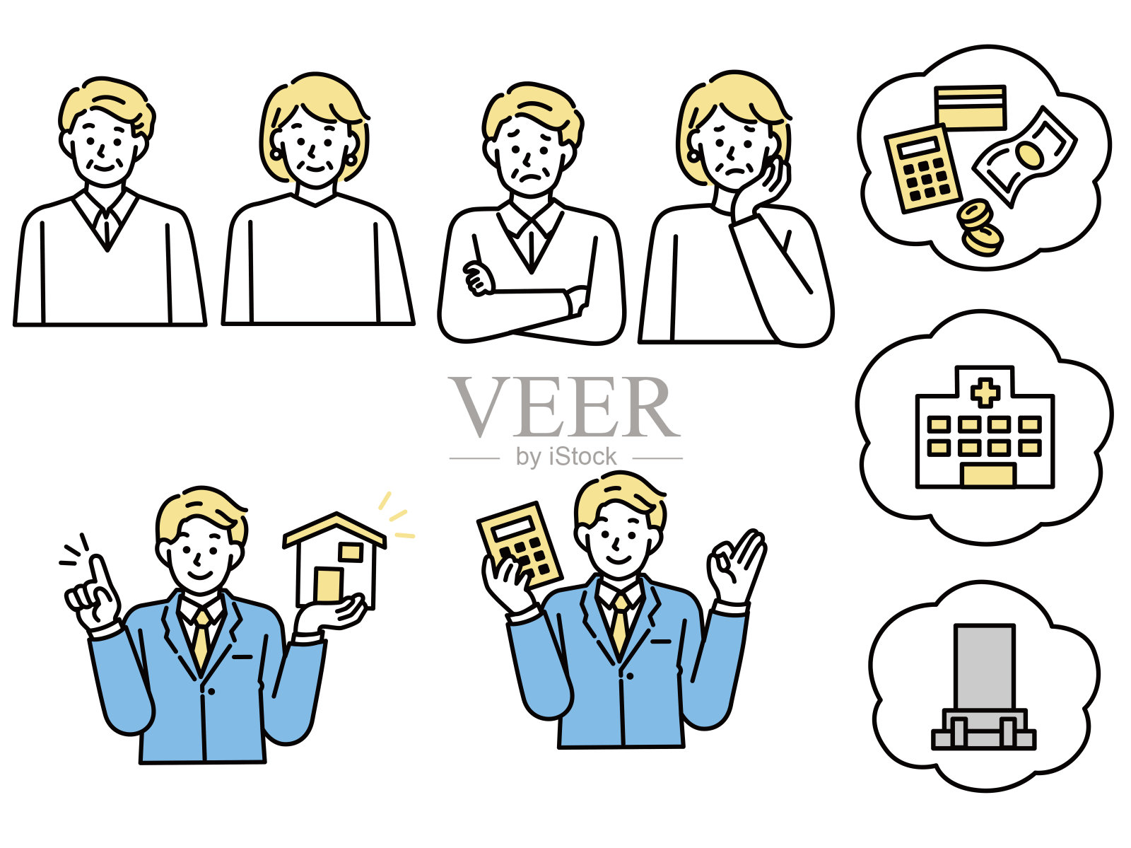 一对老一代夫妇的照片。老年，医院，坟墓，金钱插画图片素材