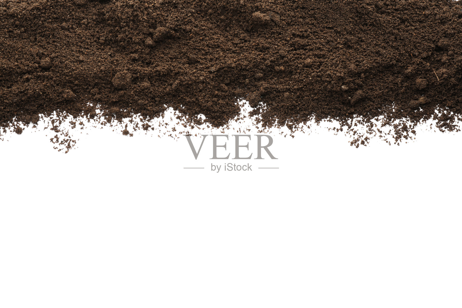 白色背景上的土堆，俯视图照片摄影图片