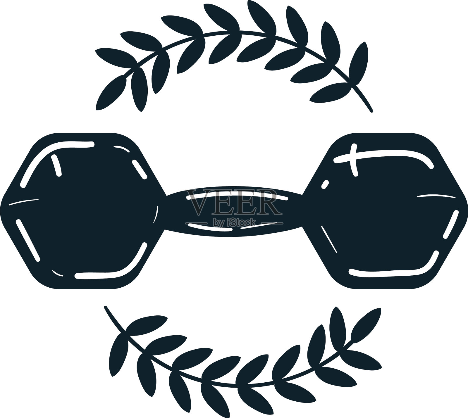 带花冠的哑铃插画图片素材