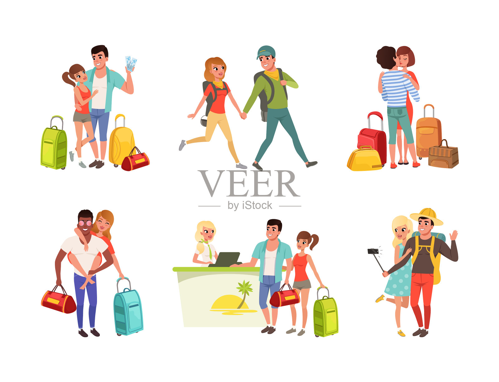 幸福的夫妇一起享受暑假插画图片素材