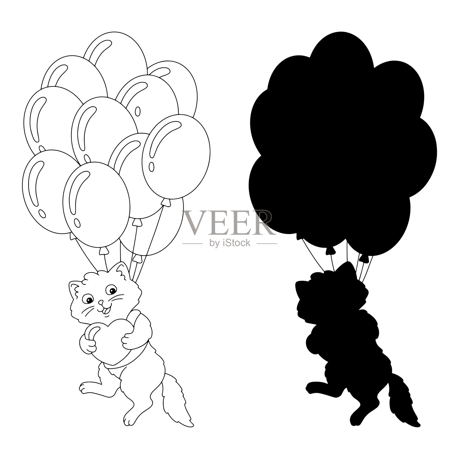 黑色的轮廓。设计元素。矢量插图隔离在白色背景上。模板书籍，贴纸，海报，卡片，衣服。插画图片素材