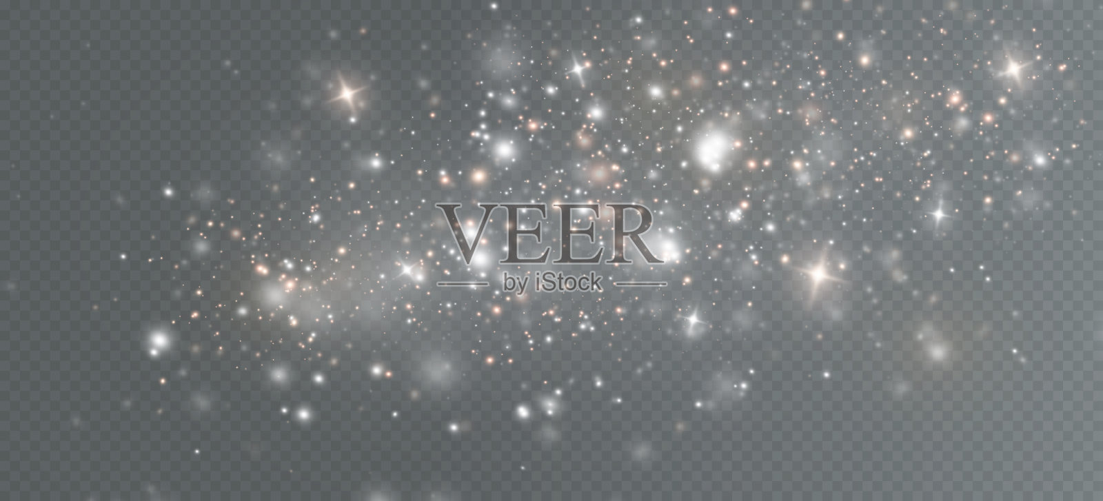 闪光颗粒的光效。圣诞节的灰尘。白色的火花发出特殊的光。插画图片素材