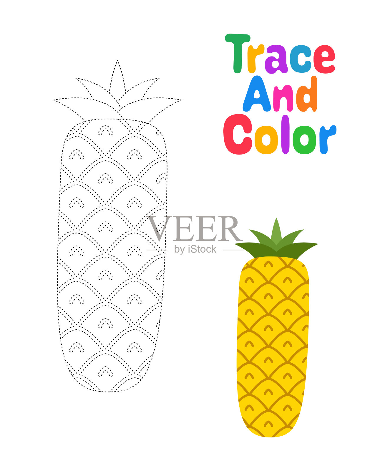 字母我追踪工作表的孩子插画图片素材