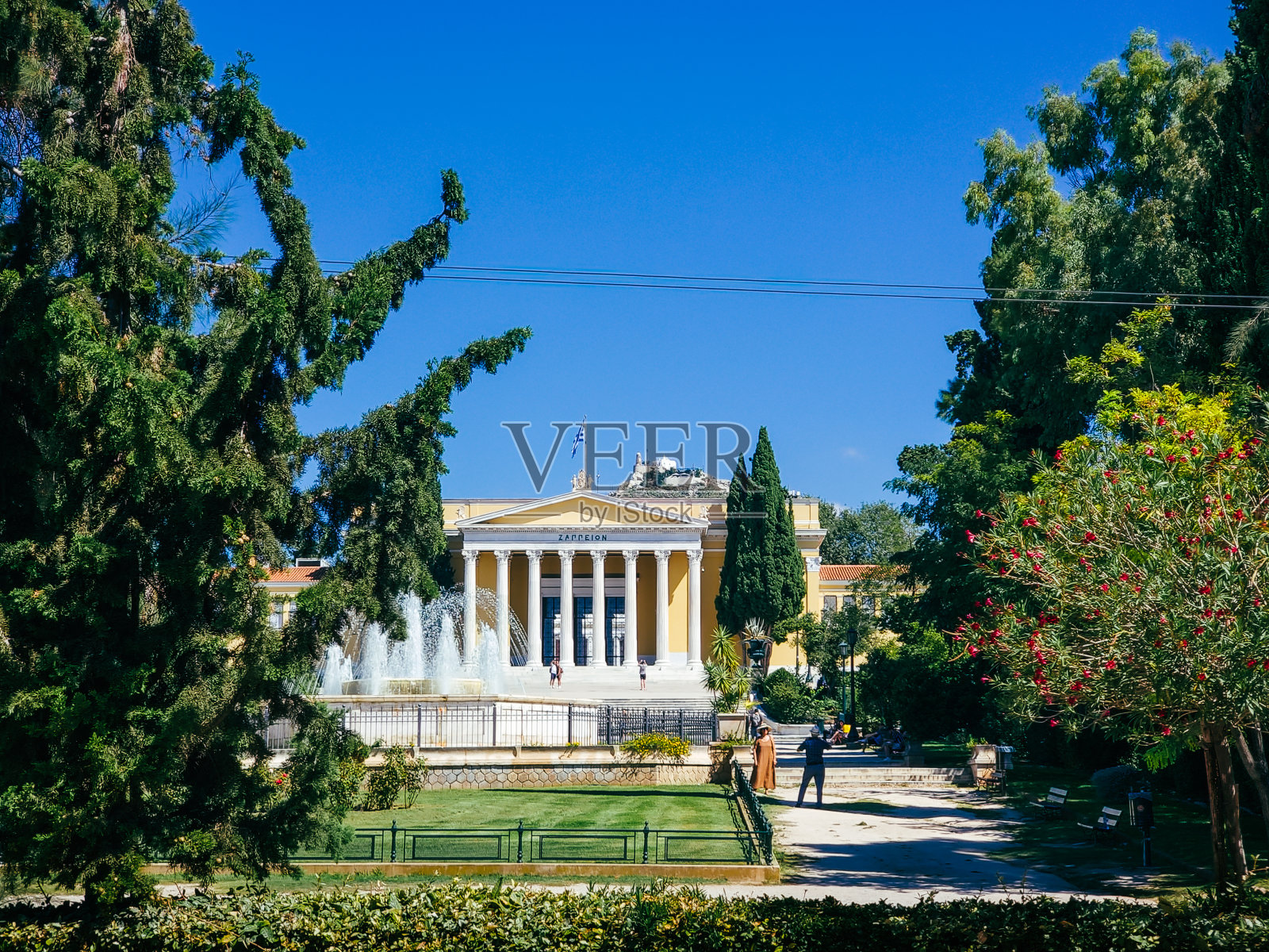 Zappeion Megaron被树包围照片摄影图片