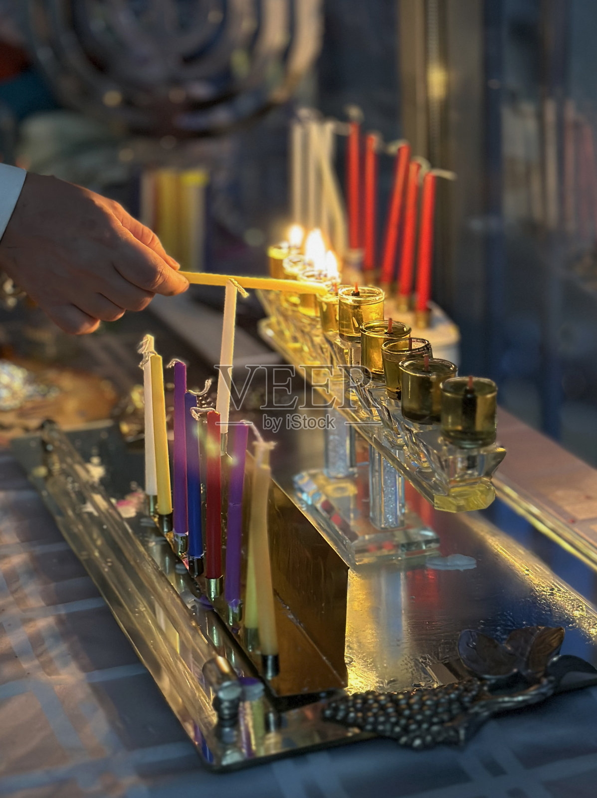 犹太教光明节的烛光照片摄影图片