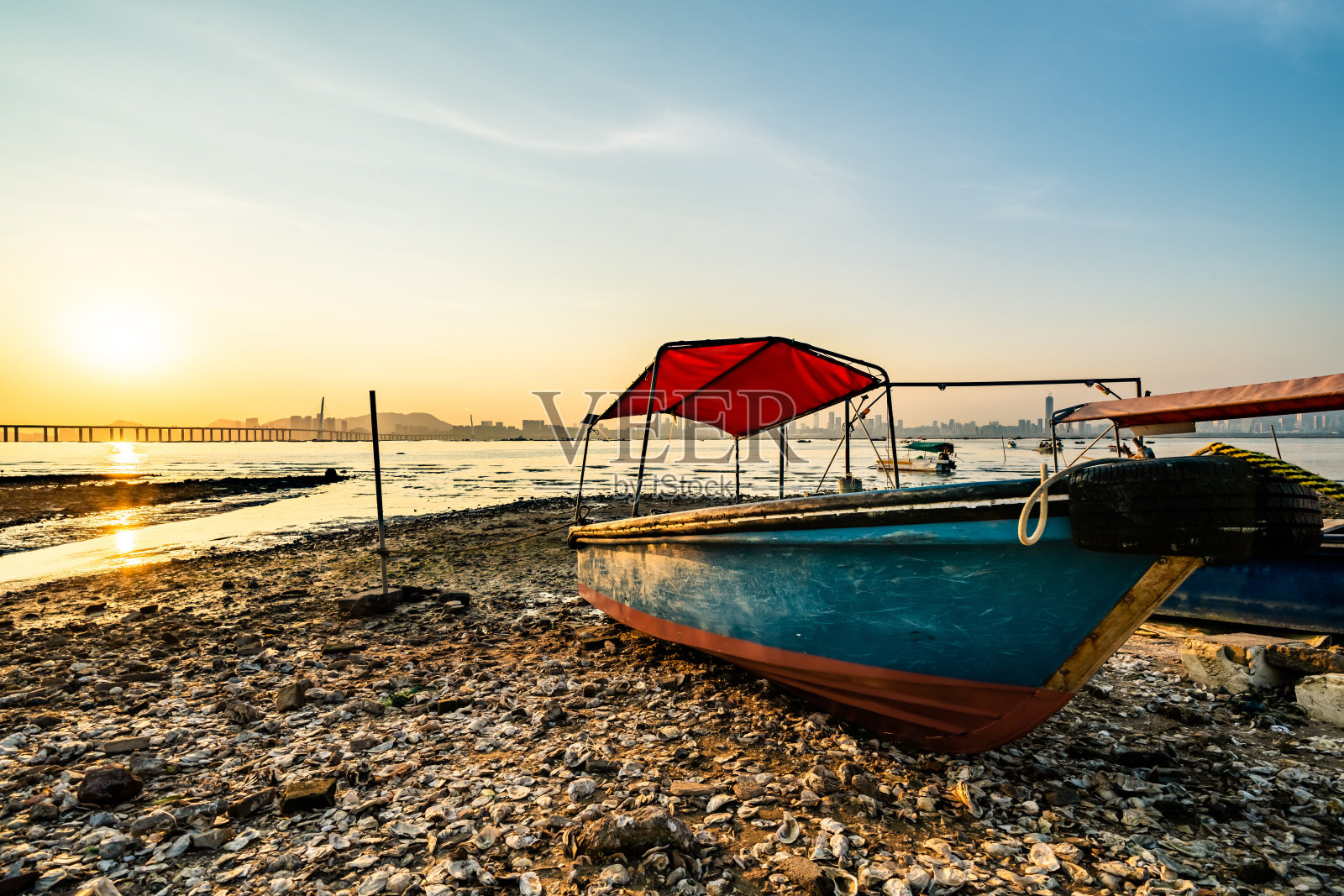 香港新界元朗流浮山的日落照片摄影图片