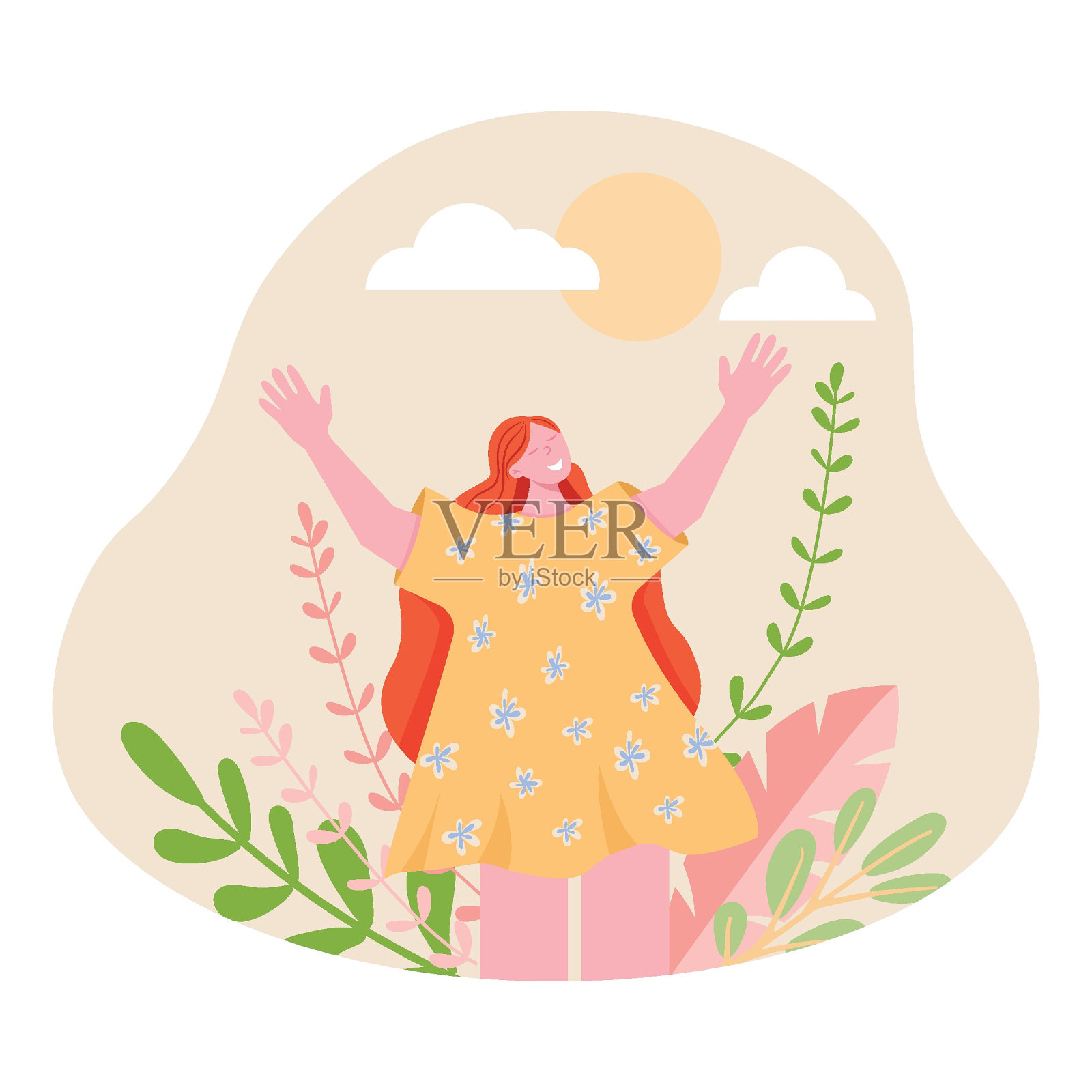 快乐的女人插画图片素材