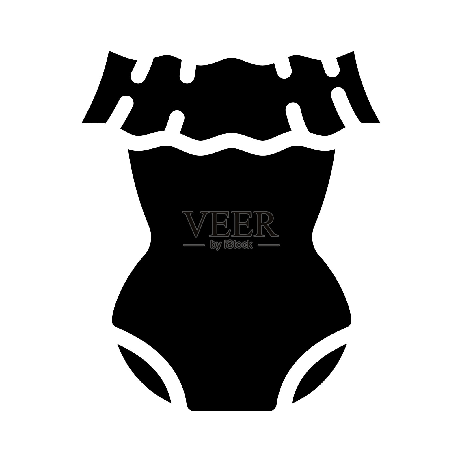 脖子连身衫女孩婴儿布符号图标矢量插图插画图片素材