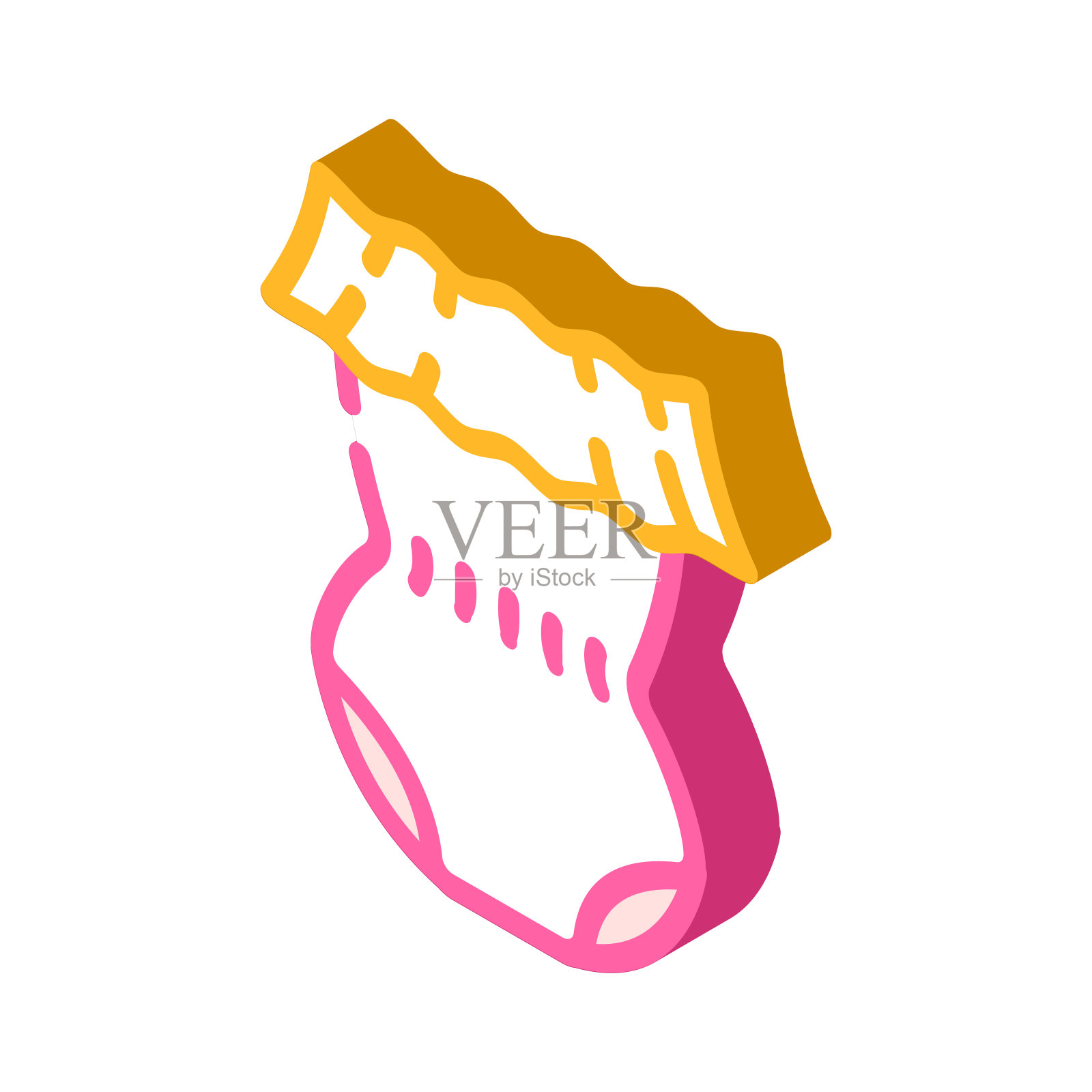 脖子连身裤女孩婴儿布等距图标矢量插图插画图片素材