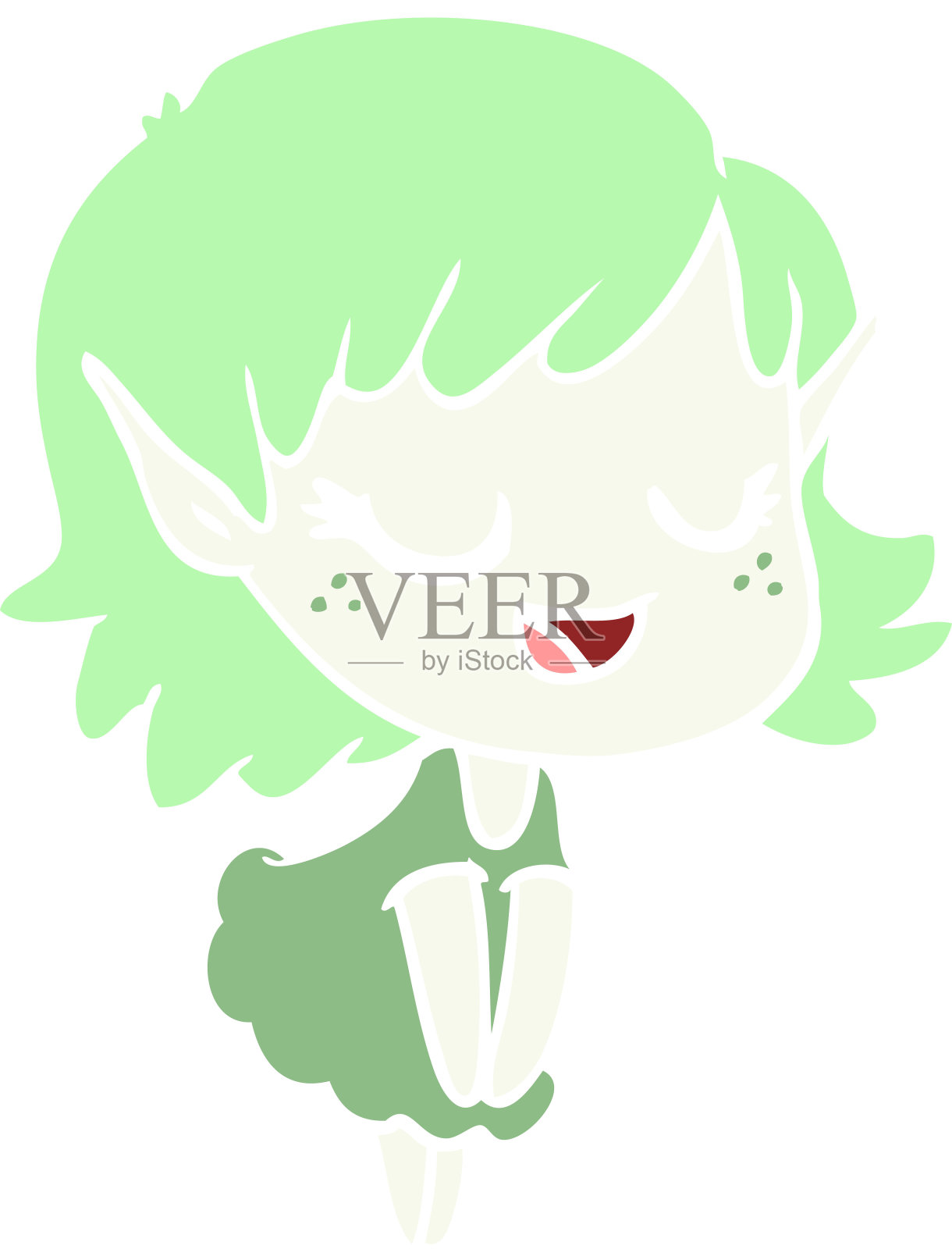 快乐的平面彩色风格卡通精灵女孩插画图片素材