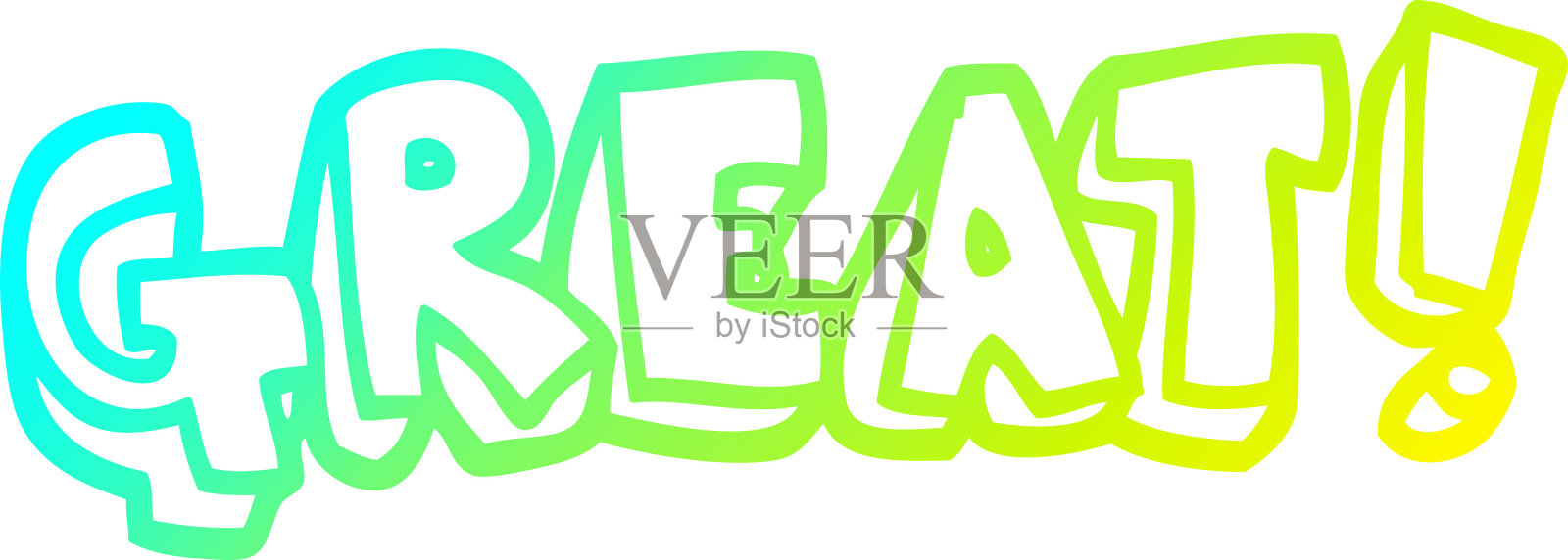 冷梯度线画的一个卡通字很棒插画图片素材