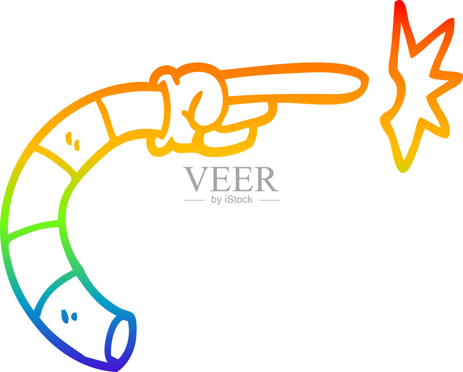 彩虹渐变线画一个卡通手臂手势插画图片素材