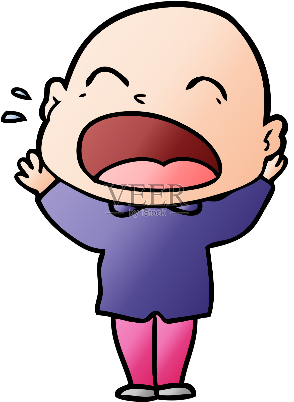 卡通人物大喊秃头插画图片素材