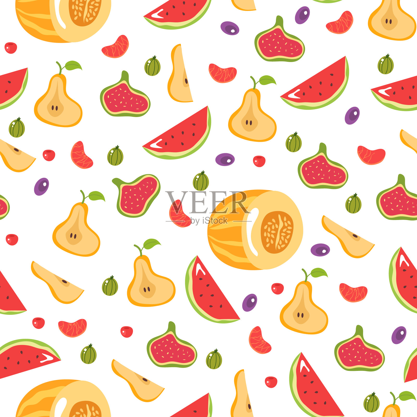 水果食品夏季无缝印刷图案背景平面设计插图插画图片素材