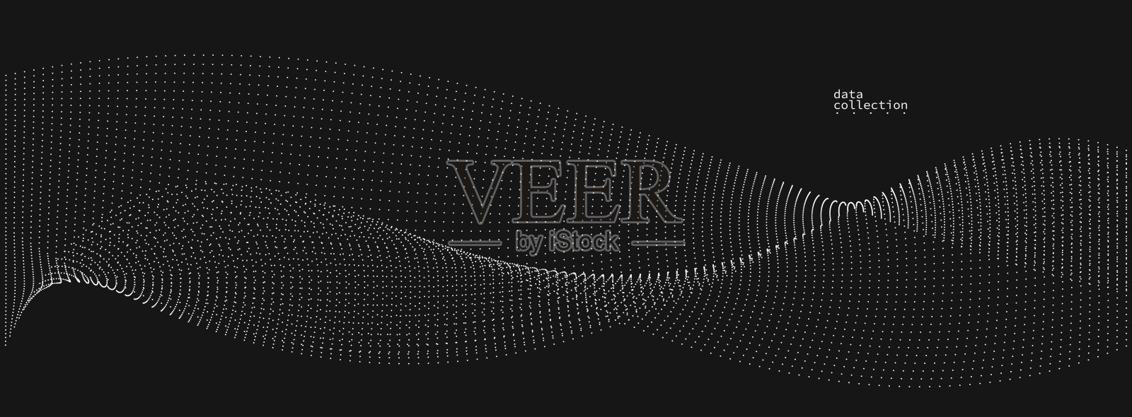 灰色抽象背景，流动粒子的矢量波在黑色，曲线线的点在运动，技术和科学主题，空气和轻松的未来插画。插画图片素材