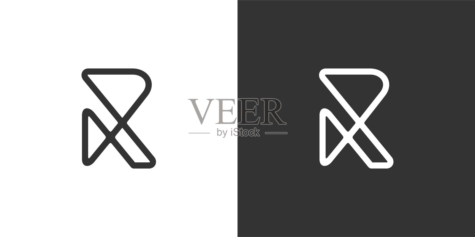 首字母R矢量标志设计概念插画图片素材