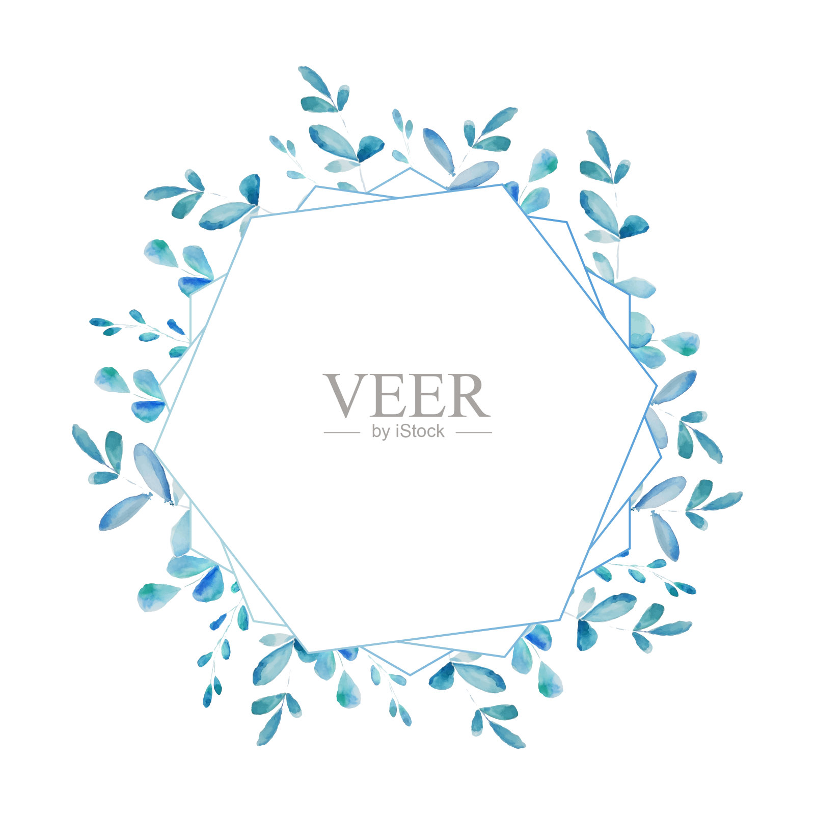 白色背景上手绘的树枝。植物框架插画图片素材