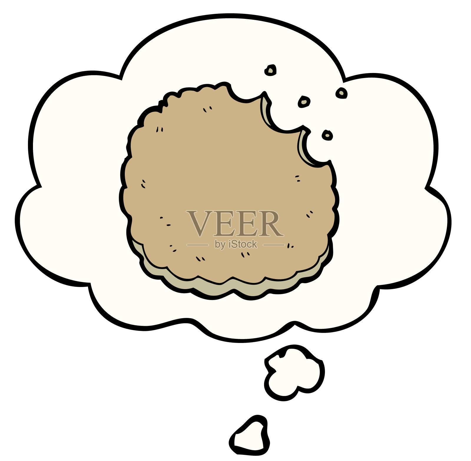 带有思想泡泡的卡通饼干插画图片素材