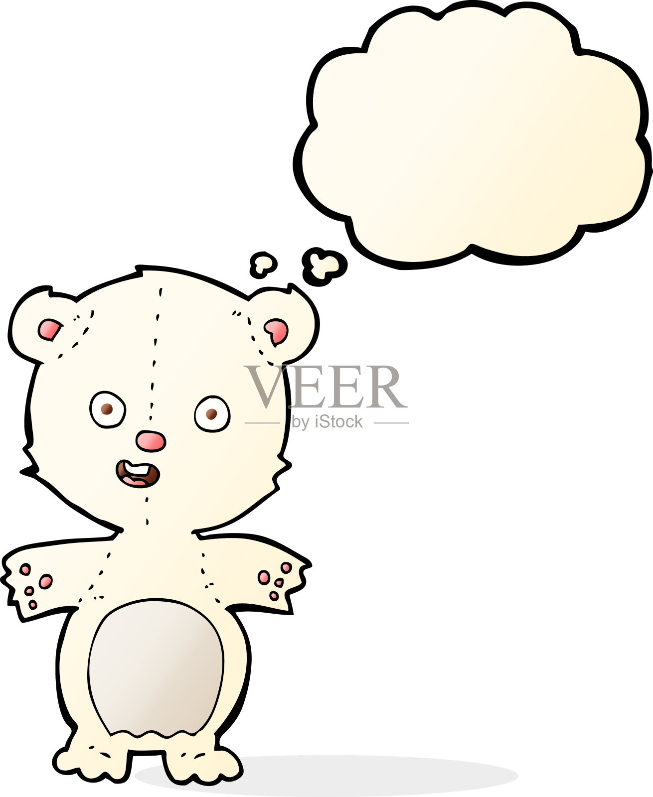 可爱的北极熊卡通思想泡泡设计元素图片