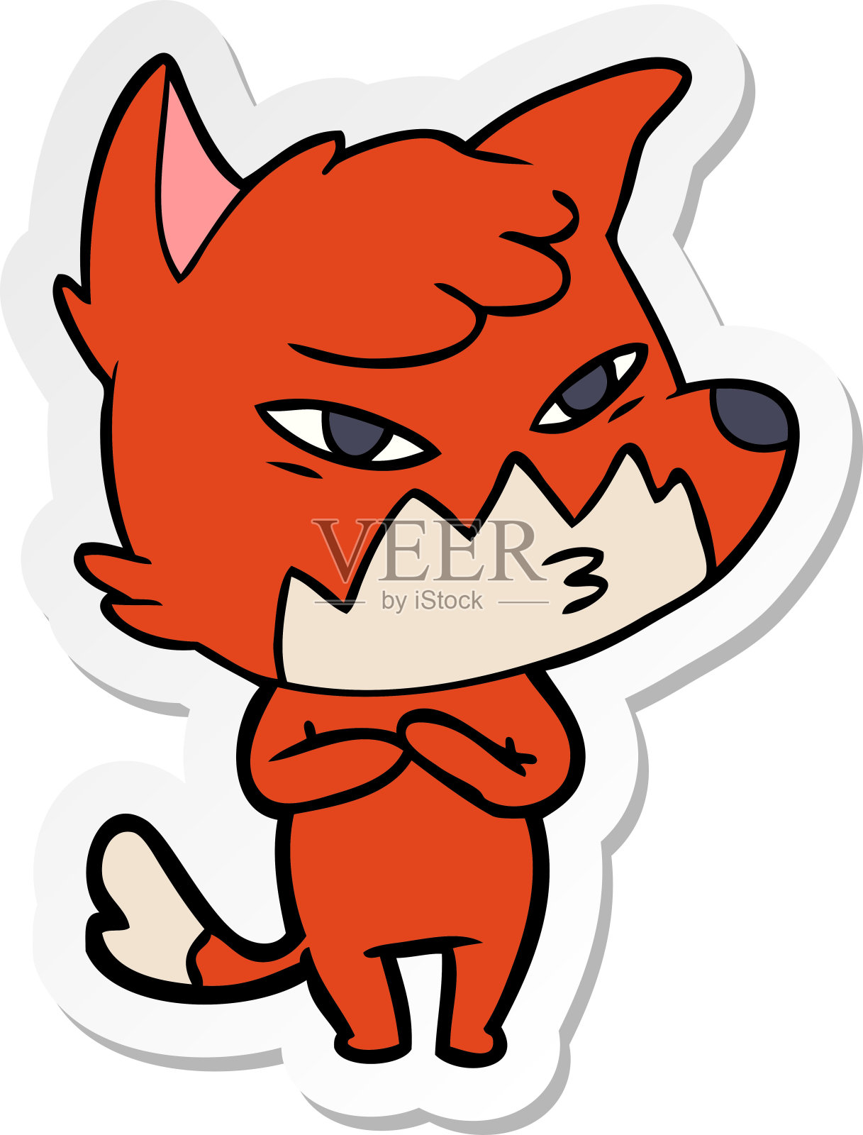 一个聪明的卡通狐狸贴纸插画图片素材