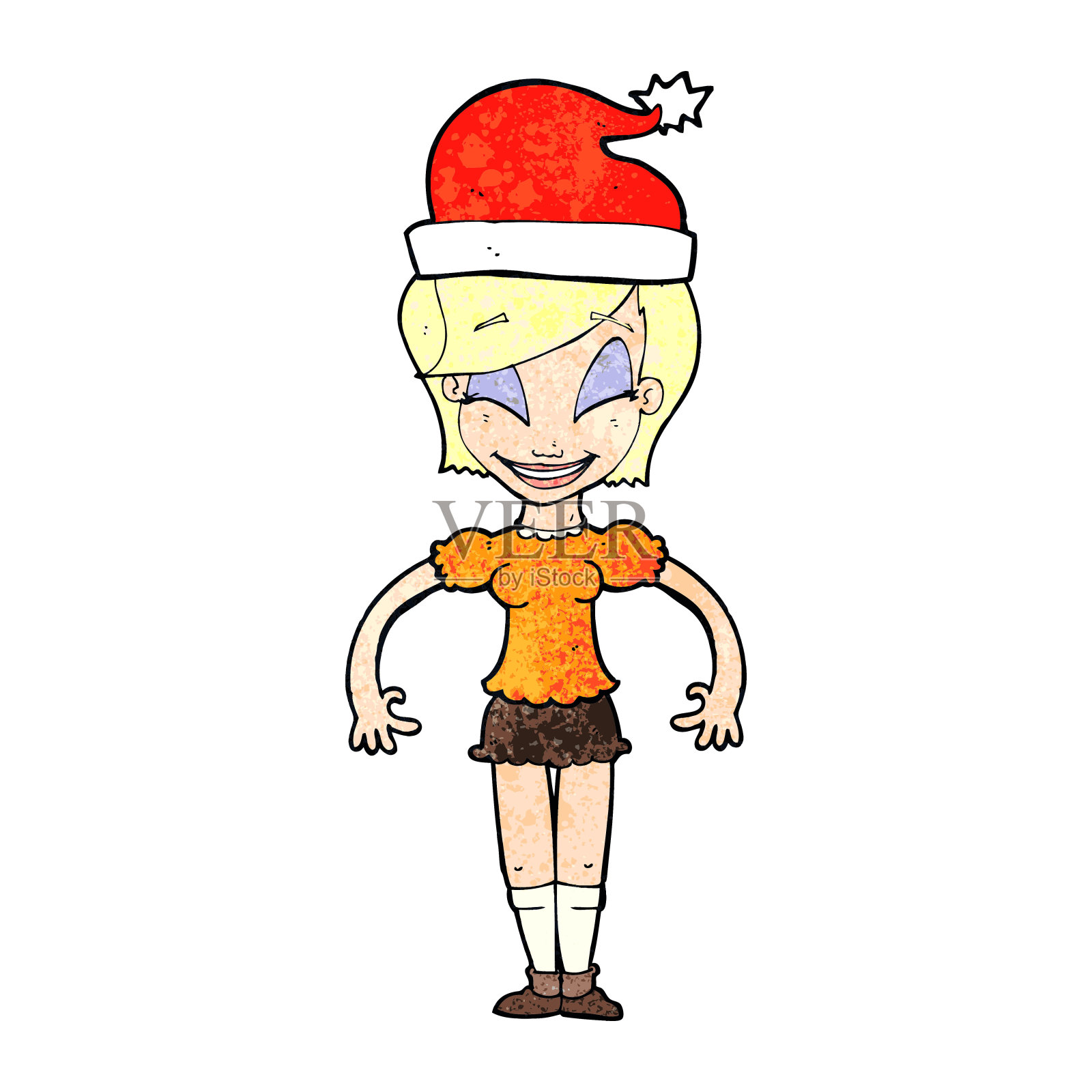 卡通女人准备过圣诞节插画图片素材