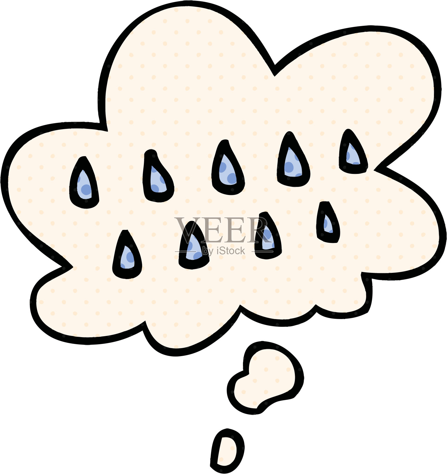 漫画风格的思想泡泡卡通雨插画图片素材