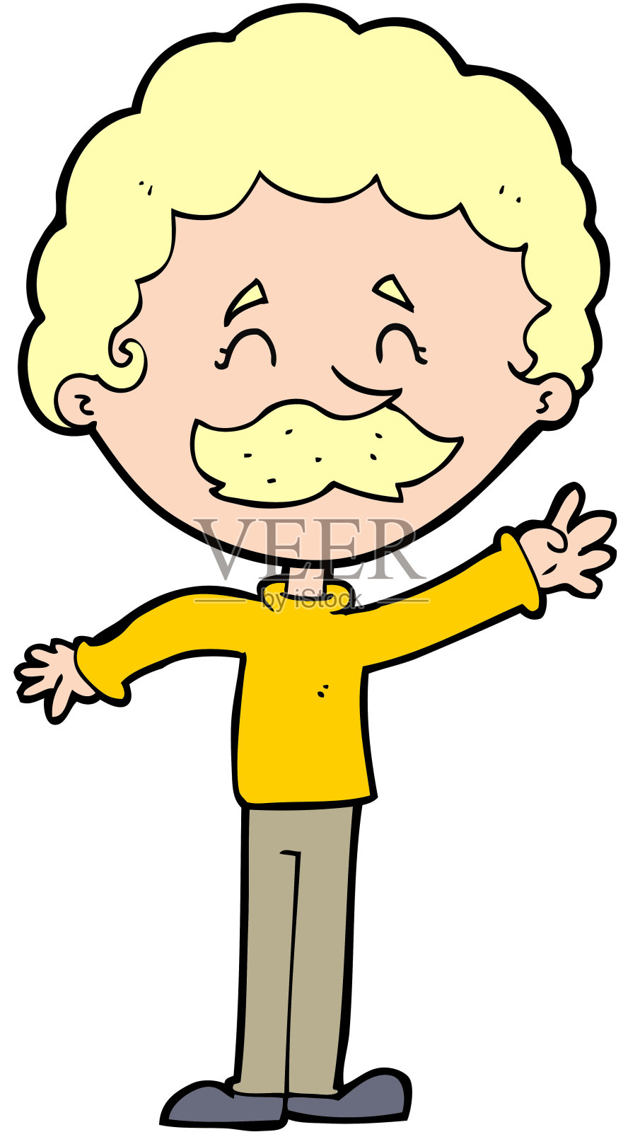 卡通人物的胡子挥手插画图片素材