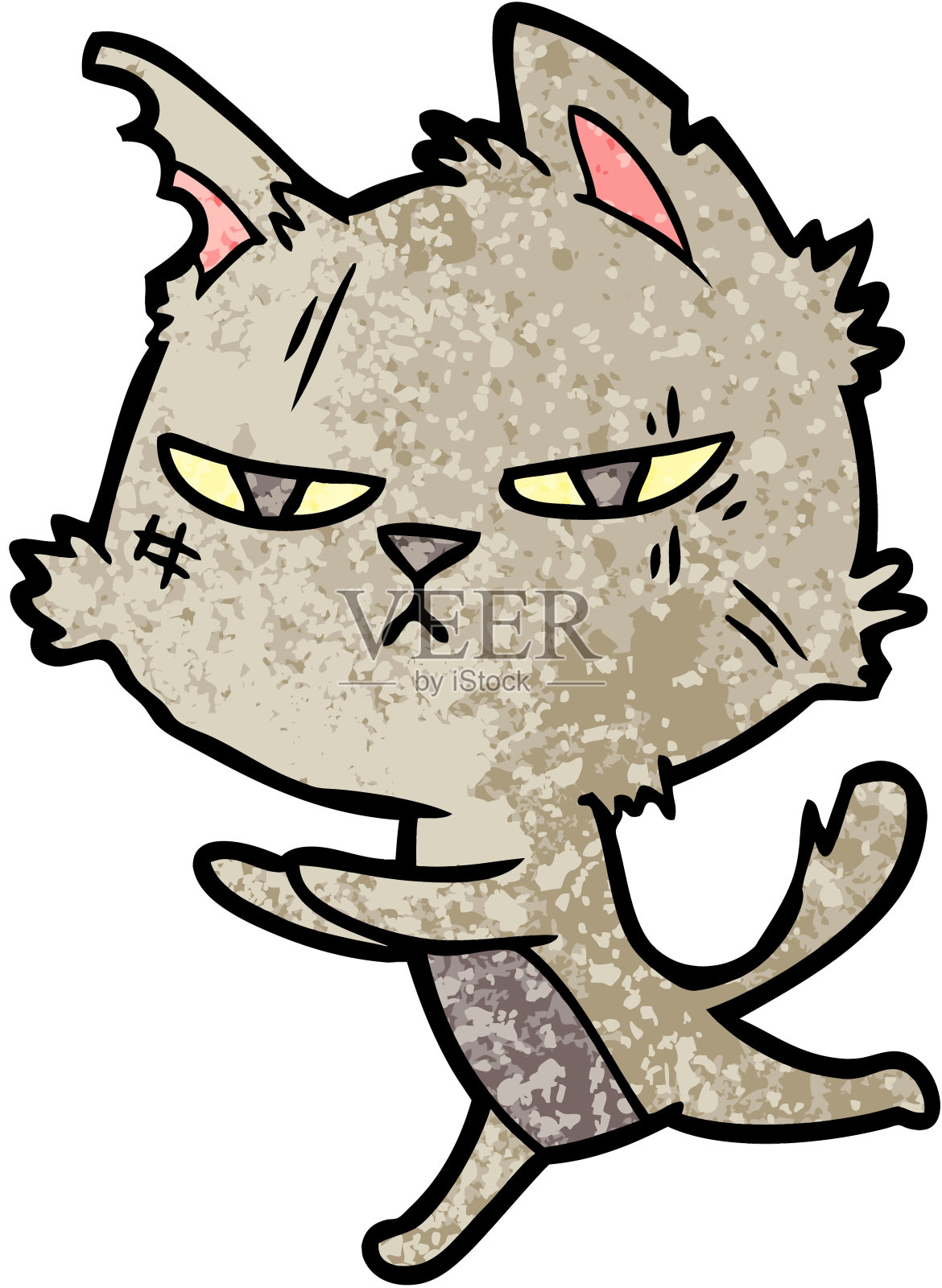 坚强的卡通猫奔跑设计元素图片