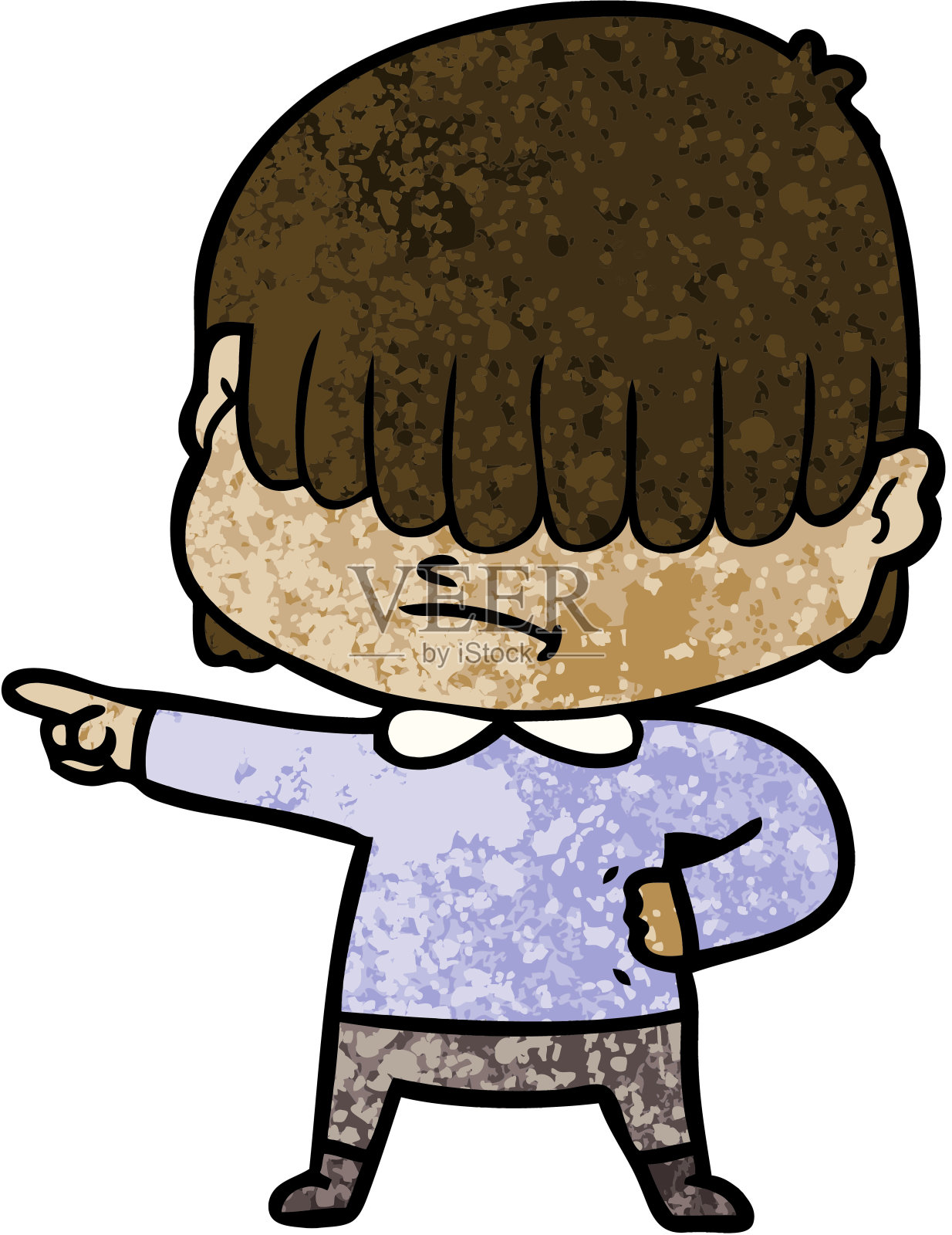 头发凌乱的卡通男孩插画图片素材