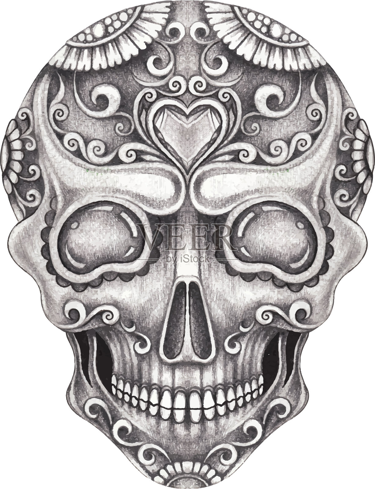 艺术头骨亡灵节。插画图片素材