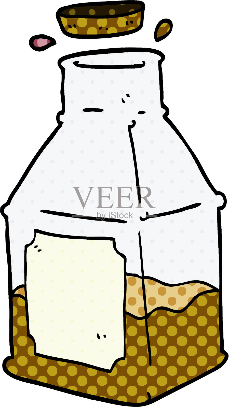 卡通涂鸦饮料在玻璃瓶插画图片素材