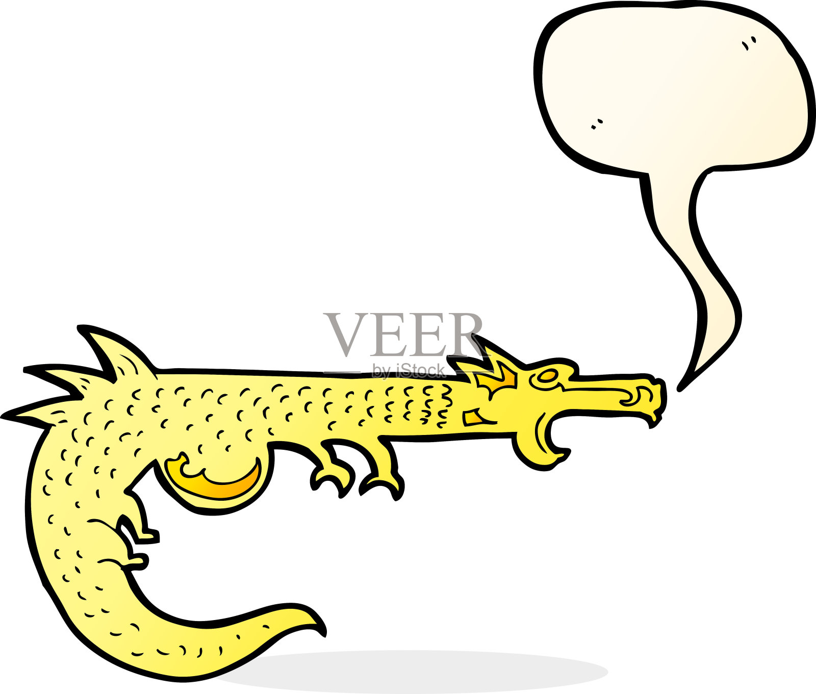 卡通中世纪龙与语音泡泡插画图片素材