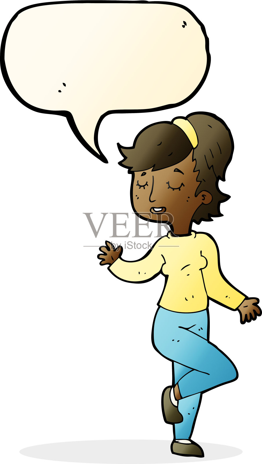 卡通跳舞的女人说话泡泡设计元素图片