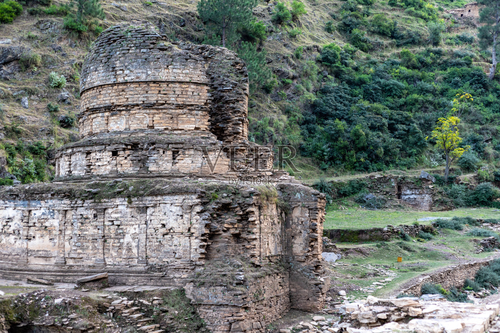 在纳吉格拉姆山谷的托卡尔达拉考古的主要佛塔照片摄影图片