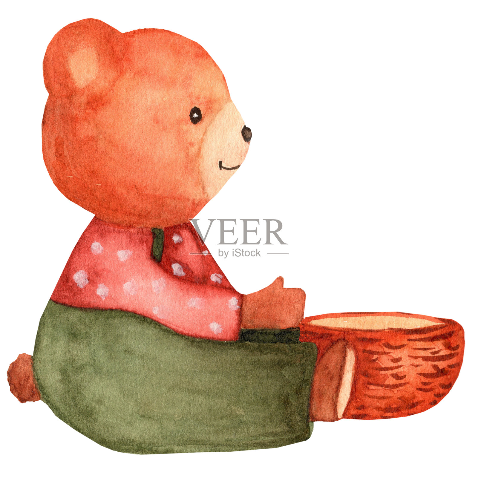 可爱的泰迪熊插图，熊，水彩插图，手绘熊插图设计元素图片