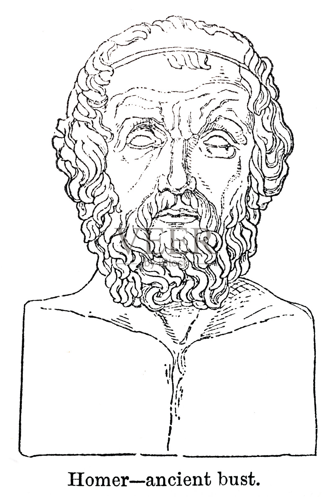 古希腊文，荷马插画图片素材