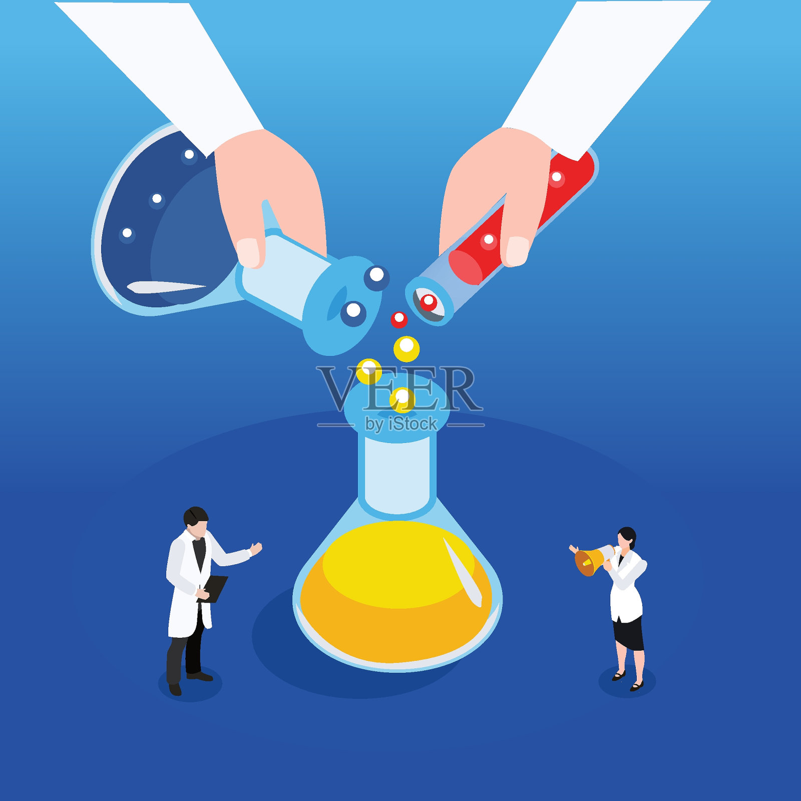 在实验室工作的科学家等距3d插画图片素材