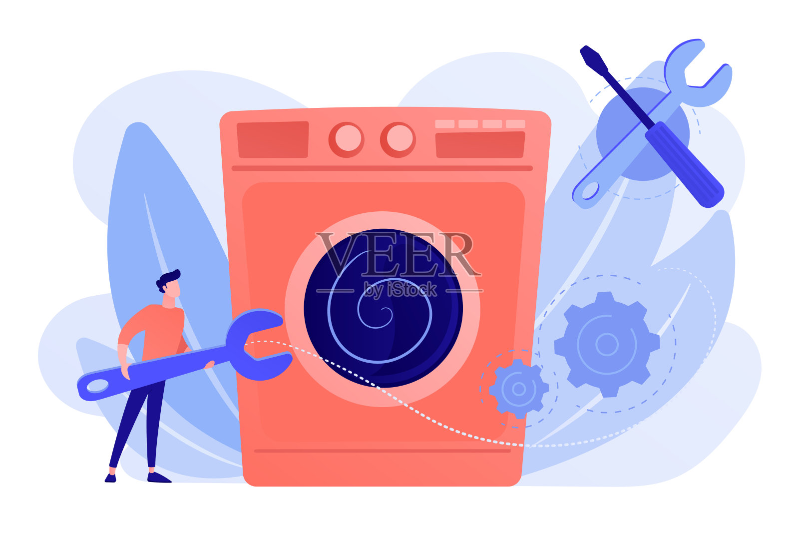 家用电器维修概念矢量插图。插画图片素材