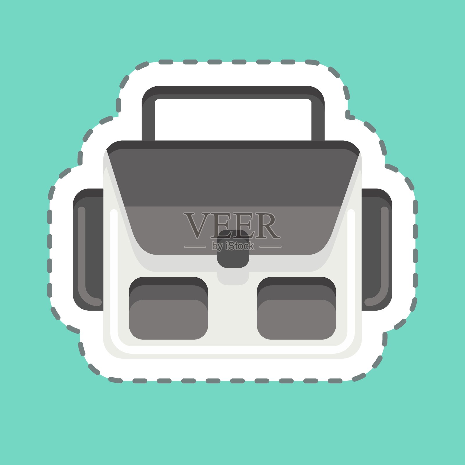 贴纸线切割摄影包。与摄影符号相关。设计简单，可编辑。简单的说明插画图片素材