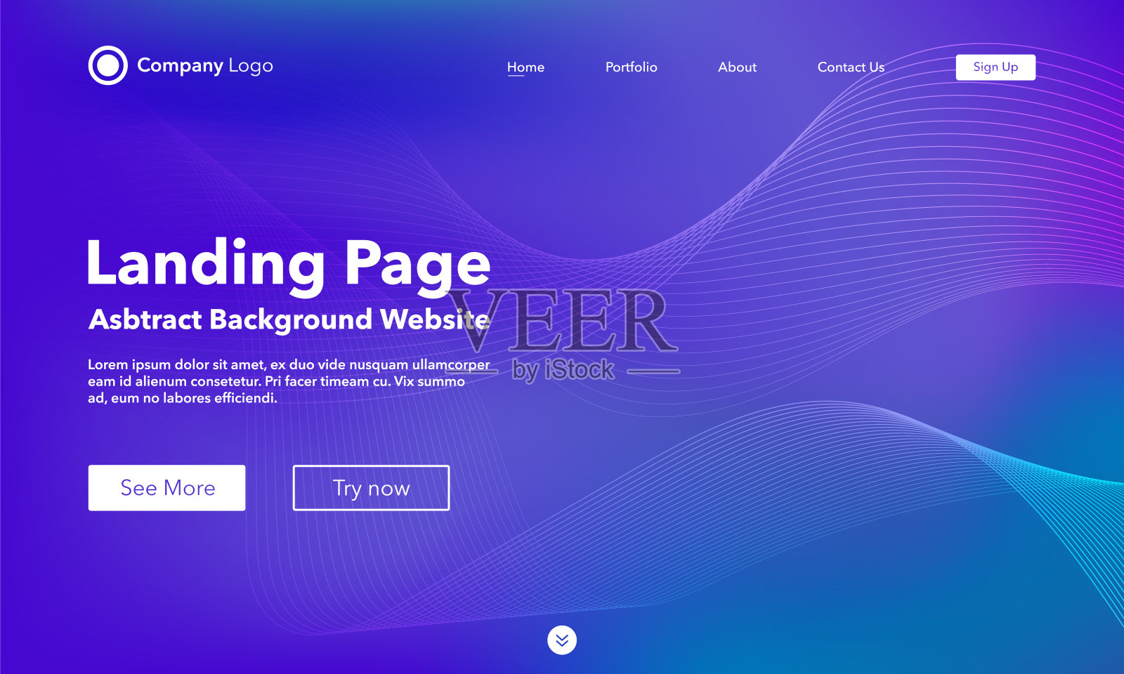 着陆页。摘要波背景网站。网站或应用程序模板。现代设计。抽象向量风格插画图片素材